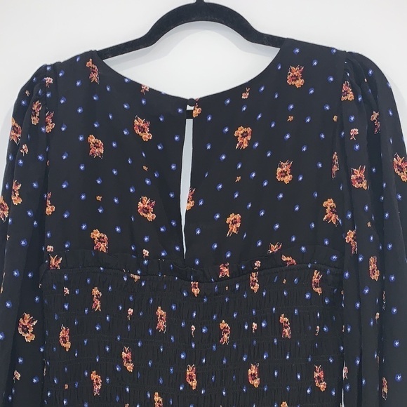 FREE People Two Faces Black Floral Mini  Dress Size Large - Picture 8 of 14